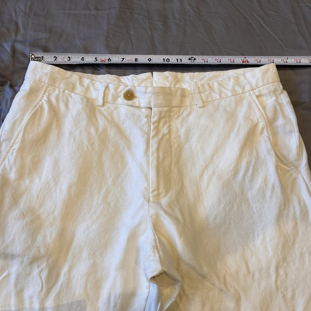 Todd Snyder Italian Linen White Sutton Trousers Size 36X34 Coastal Resort Career - Picture 7 of 11